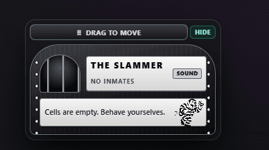 The Slammer Stage float — no inmates, Cells are empty Behave yourselves